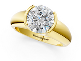 Yellow gold Round Solitaire Tension Set Diamond Ring with Wide Band_24