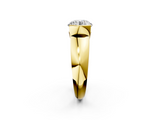 Yellow gold Round Solitaire Tension Set Diamond Ring with Wide Band_25