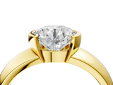 Yellow gold Round Solitaire Tension Set Diamond Ring with Wide Band_27