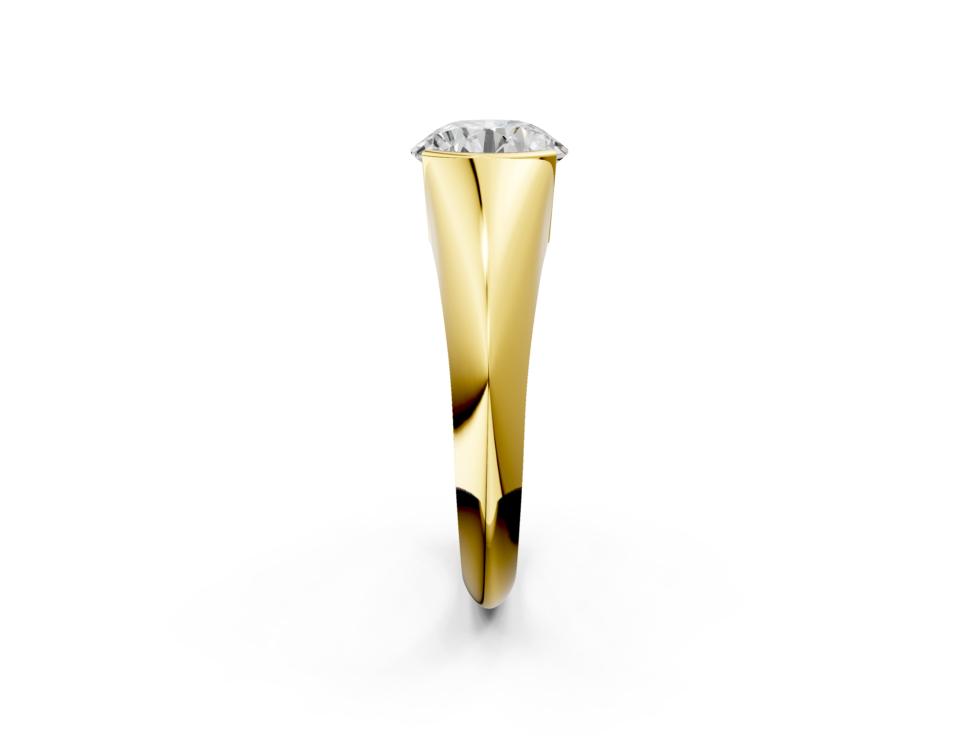 Yellow gold Round Solitaire Tension Set Diamond Ring_23