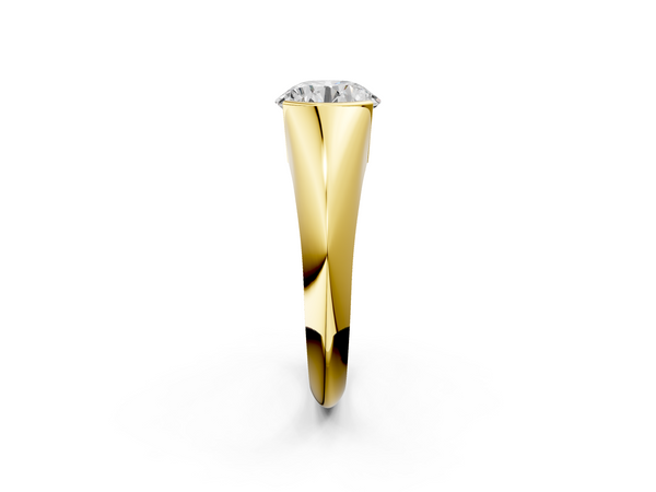 Yellow Gold Round Tension Set Solitaire Engagement Ring Setting with Tapered Band