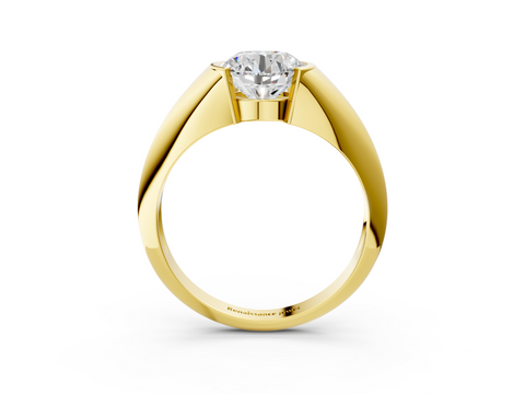 Yellow gold Round Solitaire Tension Set Diamond Ring_24