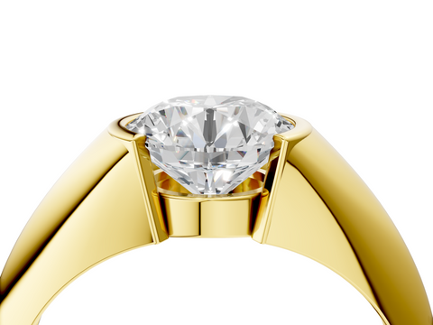Yellow gold Round Solitaire Tension Set Diamond Ring_25
