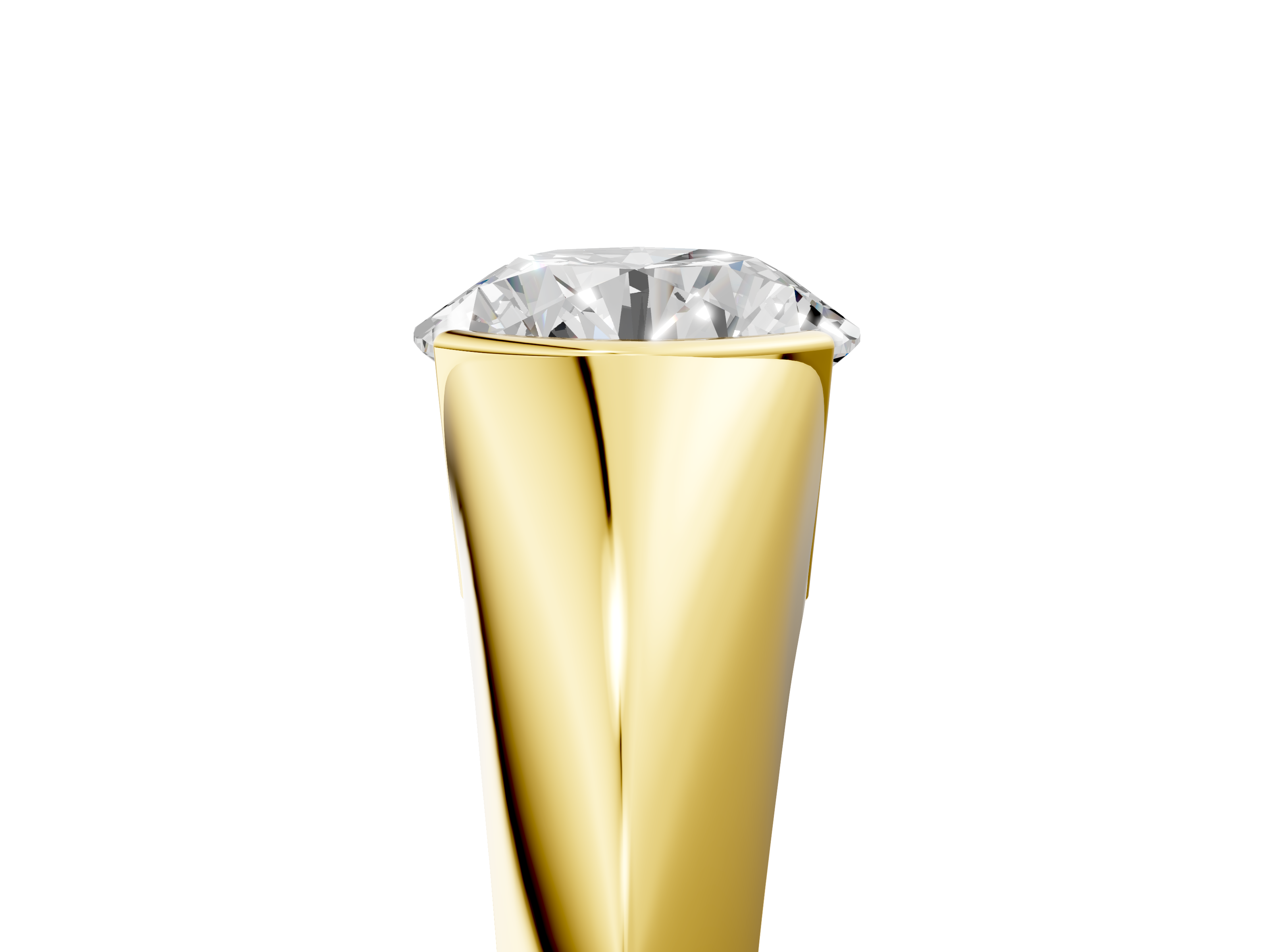 Yellow gold Round Solitaire Tension Set Diamond Ring_26