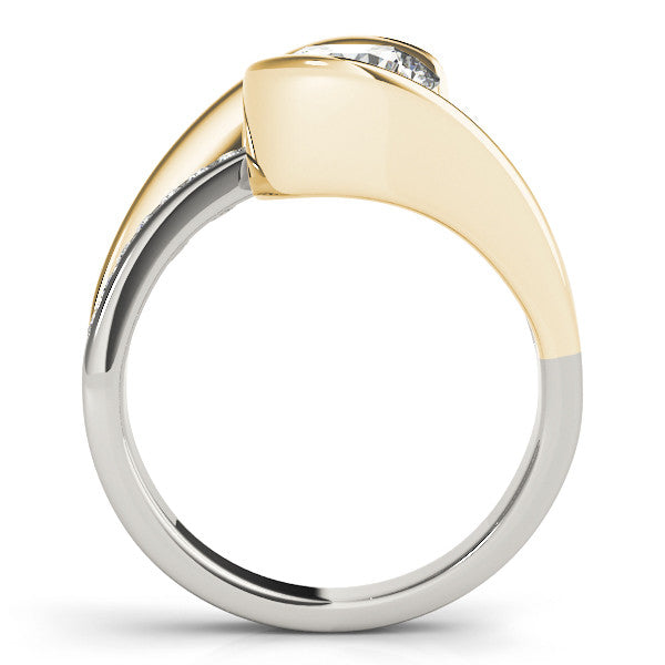 Yellow gold Round Solitaire Tension-Set Diamond Split Shank Ring 2