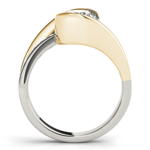 Yellow gold Round Solitaire Tension-Set Diamond Split Shank Ring 2