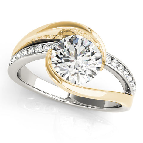 Yellow gold Round Solitaire Tension-Set Diamond Split Shank Ring
