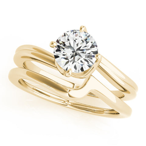 Yellow gold Round Solitaire Twist Band Engagement Ring with Four-Prong Setting 1