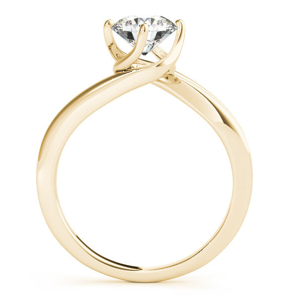 Yellow gold Round Solitaire Twist Band Engagement Ring with Four-Prong Setting 2