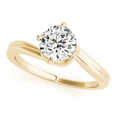 Yellow gold Round Solitaire Twist Band Engagement Ring with Four-Prong Setting