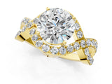 Yellow gold Round Solitaire Twist Band Pavé Diamond Engagement Ring_36