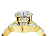 Yellow gold Round Solitaire Twist Band Pavé Diamond Engagement Ring_39