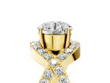 Yellow gold Round Solitaire Twist Band Pavé Diamond Engagement Ring_40