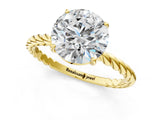 Yellow gold Round Solitaire Twist Band Ring with Four-Prong Setting_102