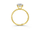 Yellow gold Round Solitaire Twist Band Ring with Four-Prong Setting_104
