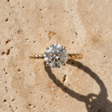 Yellow gold Round Solitaire Twist Band Ring with Four-Prong Setting_15