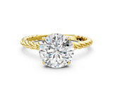 Yellow gold Round Solitaire Twist Band Ring with Four-Prong Setting_20