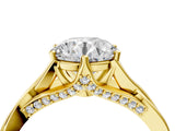 Yellow gold Round Solitaire Twist Band Six-Prong Setting