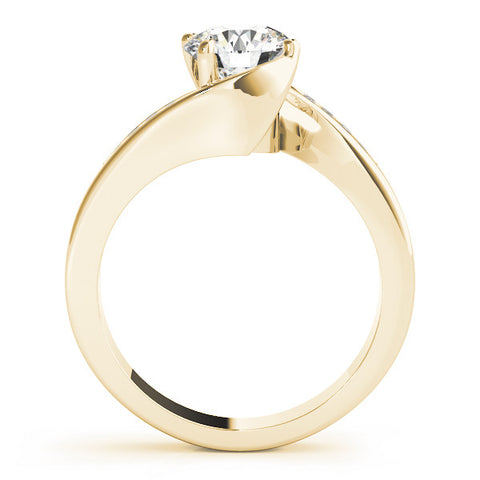 Yellow gold Round Solitaire Twist Band with Channel Set Diamonds and Four-Prong Setting 2