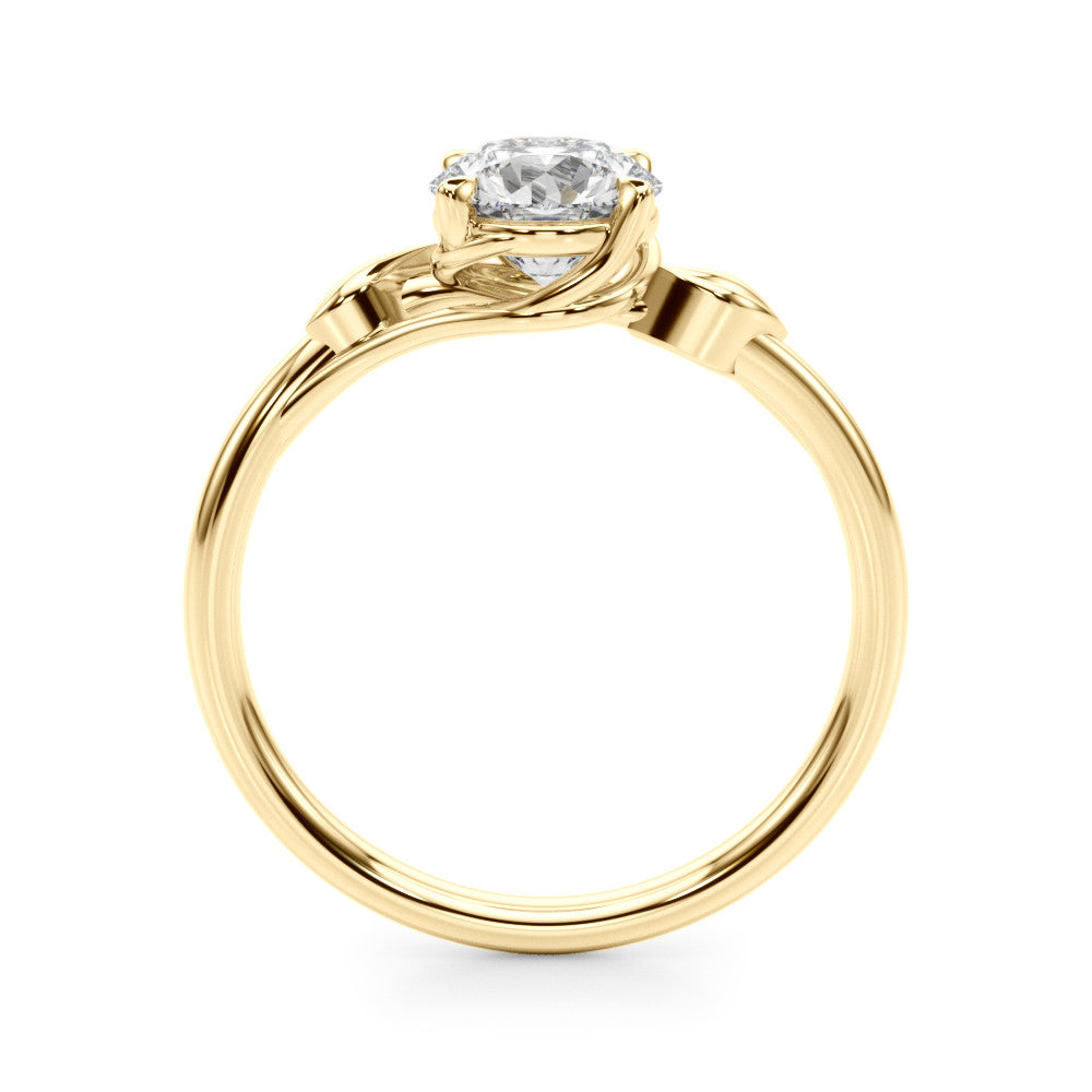 Yellow gold Round Solitaire Twist Band with Four-Prong Setting 2