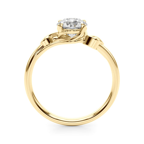 Yellow gold Round Solitaire Twist Band with Four-Prong Setting 2
