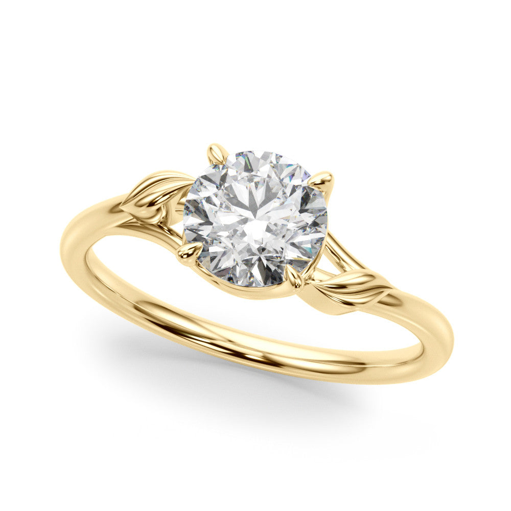 Yellow gold Round Solitaire Twist Band with Four-Prong Setting
