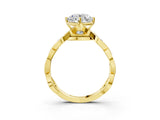 Yellow gold Round Solitaire Twist Band with Leaf Prong Setting 3