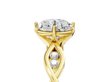 Yellow gold Round Solitaire Twist Band with Leaf Prong Setting 5