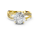 Yellow gold Round Solitaire Twist Band with Pavé Accents and Four-Prong Setting_29