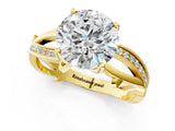 Yellow gold Round Solitaire Twist Band with Pavé Accents and Four-Prong Setting_30
