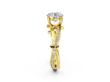Yellow gold Round Solitaire Twist Band with Pavé Accents and Four-Prong Setting_31