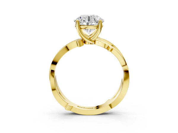 Yellow Gold Round Crossover Twist Pave Engagement Ring Setting