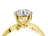 Yellow gold Round Solitaire Twist Band with Pavé Accents and Four-Prong Setting_33
