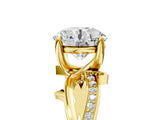 Yellow gold Round Solitaire Twist Band with Pavé Accents and Four-Prong Setting_34