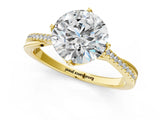 Yellow gold Round Solitaire Twist Band with Pavé Diamonds and Four-Prong Setting_60