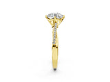 Yellow gold Round Solitaire Twist Band with Pavé Diamonds and Four-Prong Setting_61