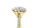 Yellow gold Round Solitaire Twist Band with Pavé Diamonds and Four-Prong Setting_64