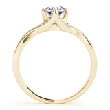 Yellow gold Round Solitaire Twist Band with Pavé Setting and Four-Prong Mount 2