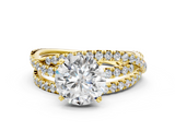 Yellow gold Round Solitaire Twist Band with Pavé Setting and Four-Prong Setting_115
