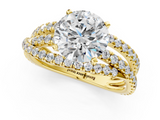Yellow gold Round Solitaire Twist Band with Pavé Setting and Four-Prong Setting_116