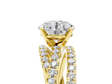 Yellow gold Round Solitaire Twist Band with Pavé Setting and Four-Prong Setting_120