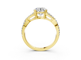 Yellow gold Round Solitaire Twist Band with Pavé Setting and Four-Prong Setting_27