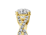 Yellow gold Round Solitaire Twist Band with Pavé Setting and Four-Prong Setting_29