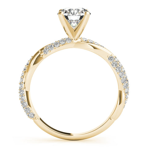 Yellow gold Round Solitaire Twist Band with Pave Prong Setting 2