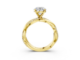 Yellow gold Round Solitaire Twist Band with Pave Prong Setting_116