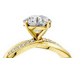 Yellow gold Round Solitaire Twist Band with Pave Prong Setting_117