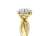 Yellow gold Round Solitaire Twist Band with Pave Prong Setting_118