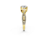 Yellow gold Round Solitaire Twist Pave Diamond Engagement Ring with Prong Setting_21