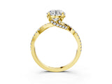 Yellow gold Round Solitaire Twist Pave Diamond Engagement Ring with Prong Setting_22