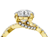 Yellow gold Round Solitaire Twist Pave Diamond Engagement Ring with Prong Setting_23
